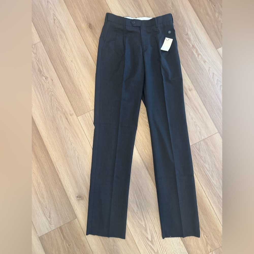 Men’s Classic Pleated Charcoal Dress Pants
